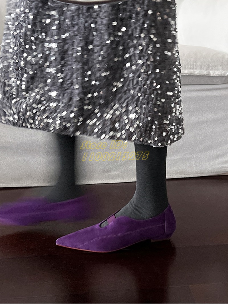 Pointed Toe Flat - Purple Suede Pointy Toe Pumps Flat