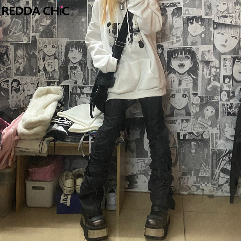 Women Shoes Jeans - REDDACHiC Goth Lolita Black Pants Casual